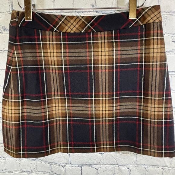 NWT Steve Madden Cameron Navy Tan Plaid Stretch Suiting Preppy Mini Skirt Size 0 - Picture 1 of 11